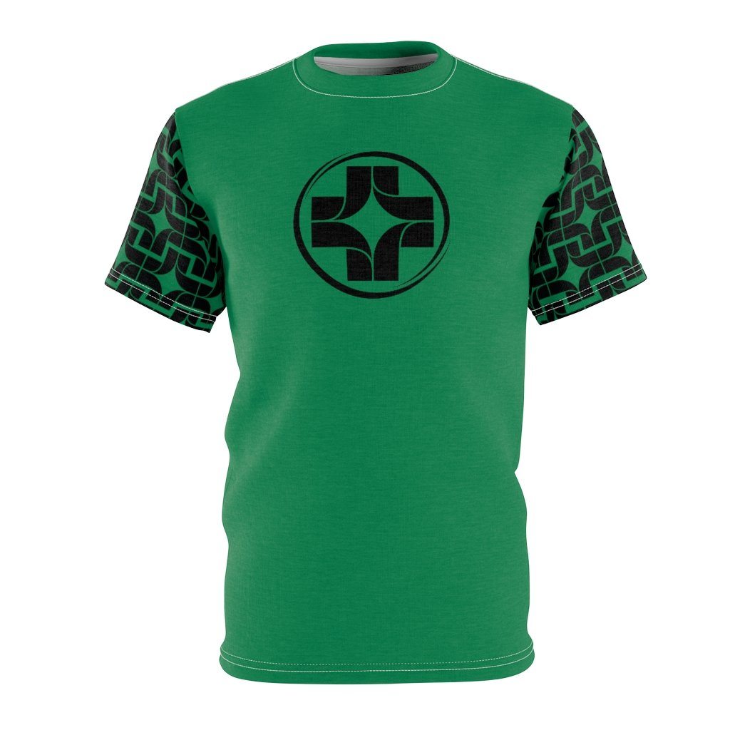 Green Cross Sleeve t-shirt All Over Prints Printify 4 oz. White L