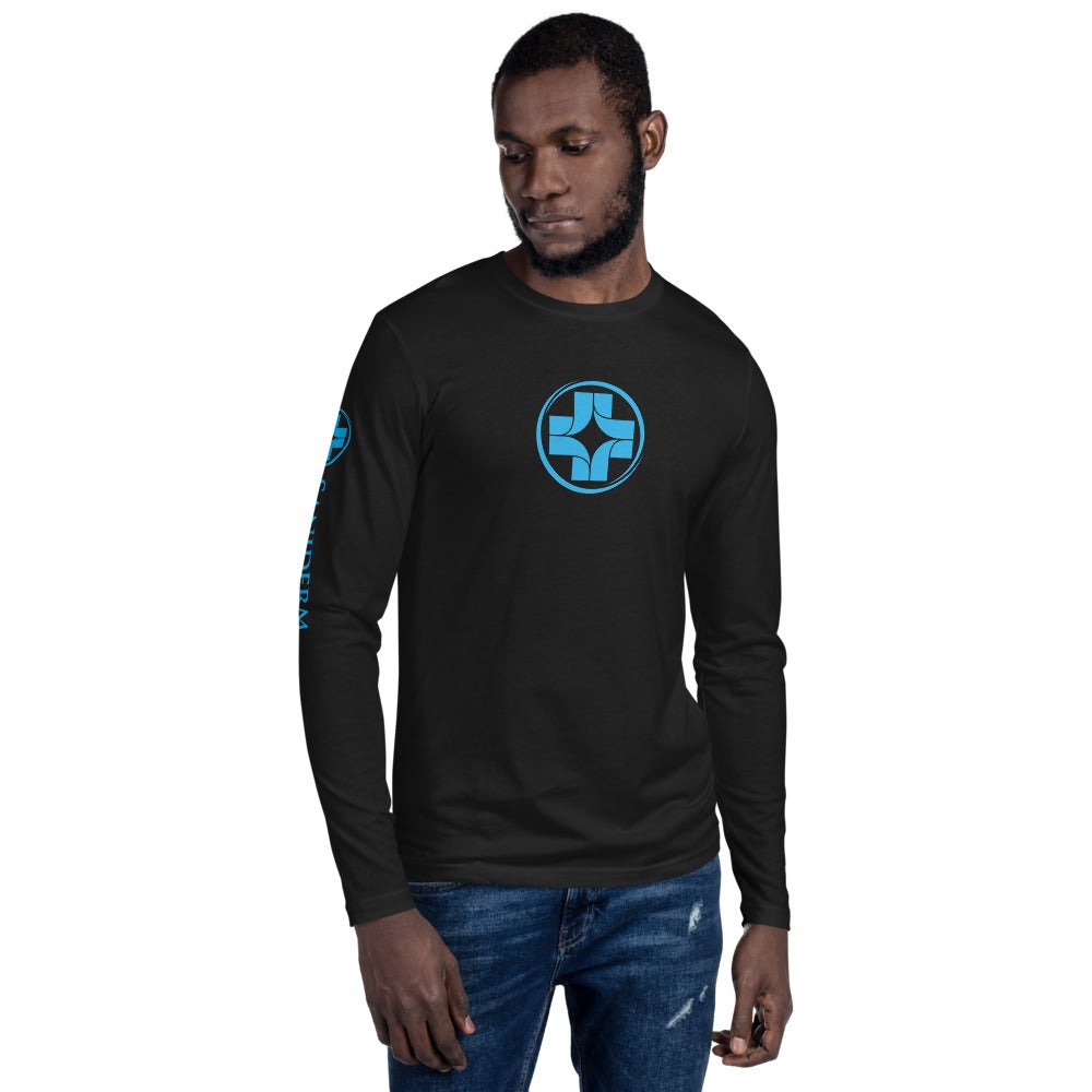 Long Sleeve Fitted Blue on Black Saniderm Tattoo Aftercare 